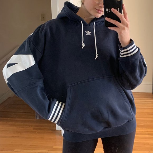 adidas navy sherpa hoodie